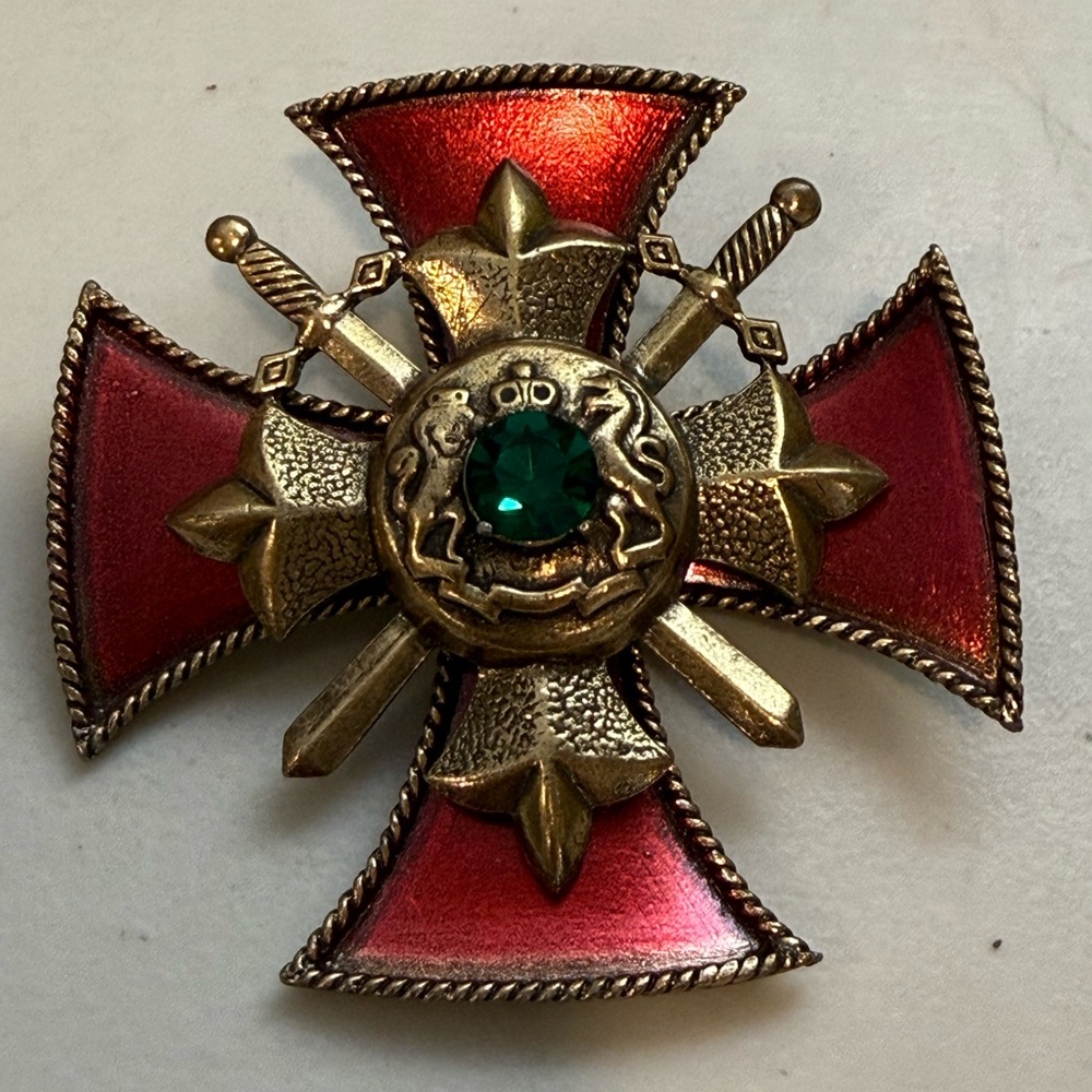 Vintage Albert Weiss Gold Textured Brooch Large 2.5”‎